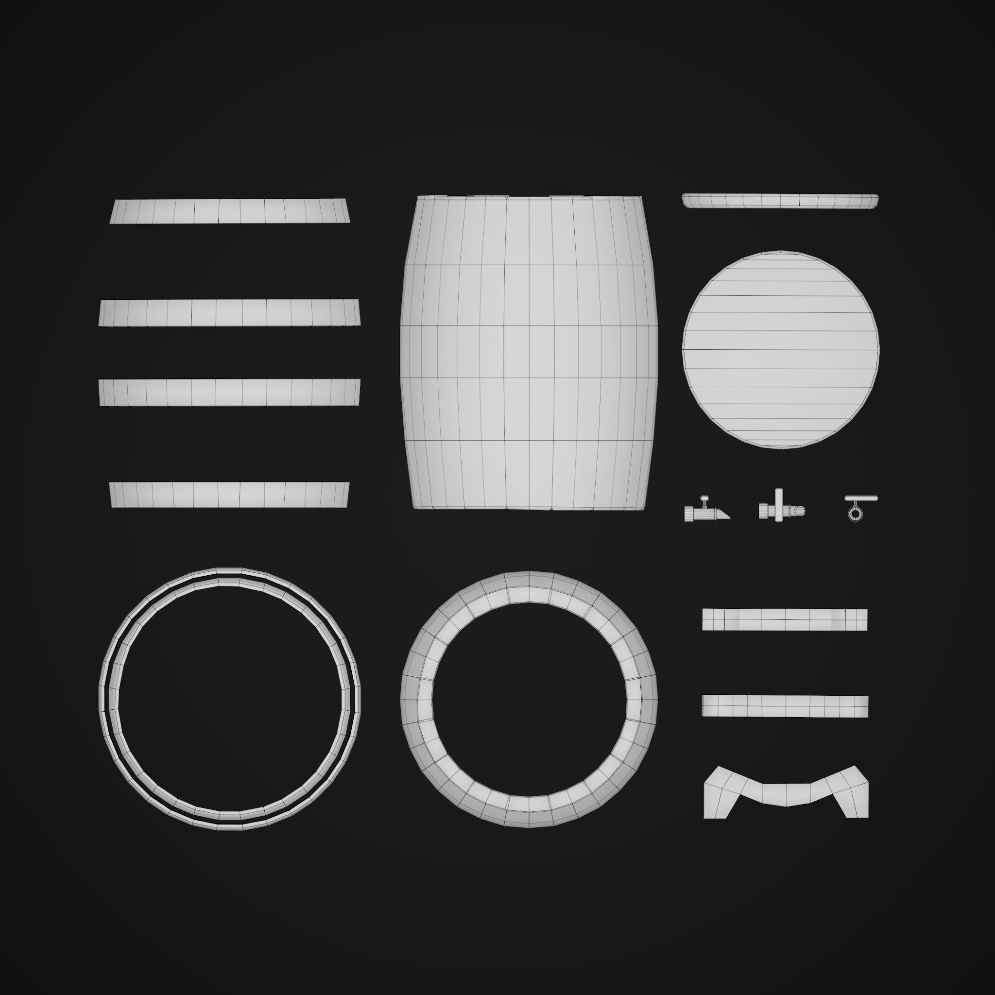 Stylized Barrel Low-poly 3D model_12