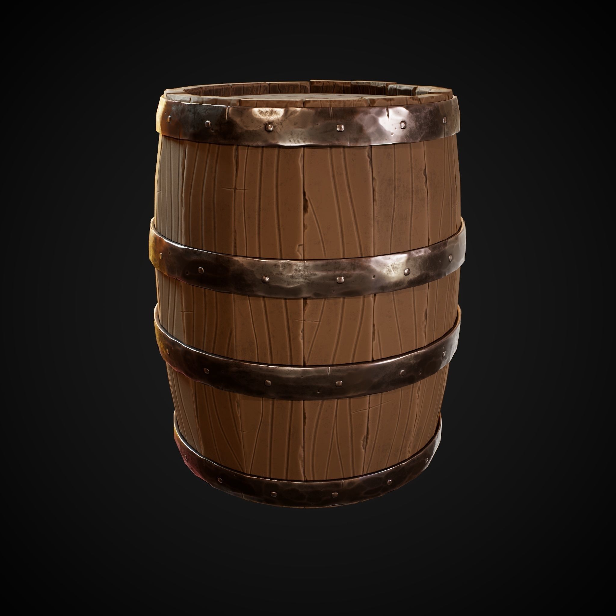 Stylized Barrel Low-poly 3D model_9