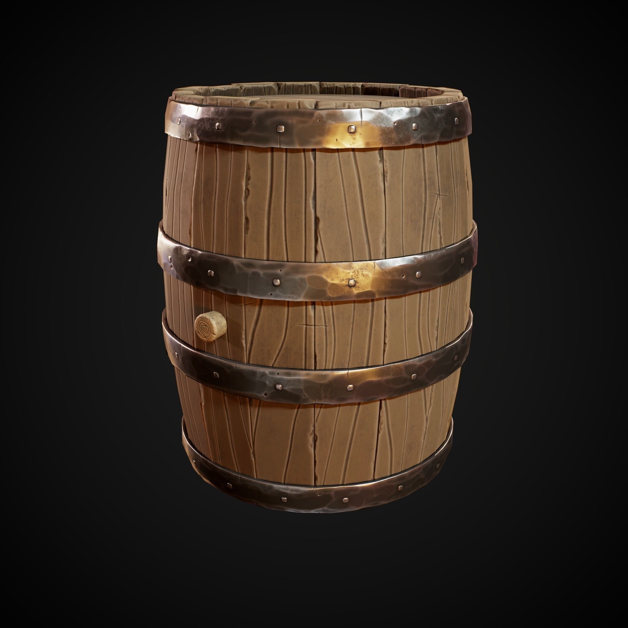 Stylized Barrel Low-poly 3D model_7