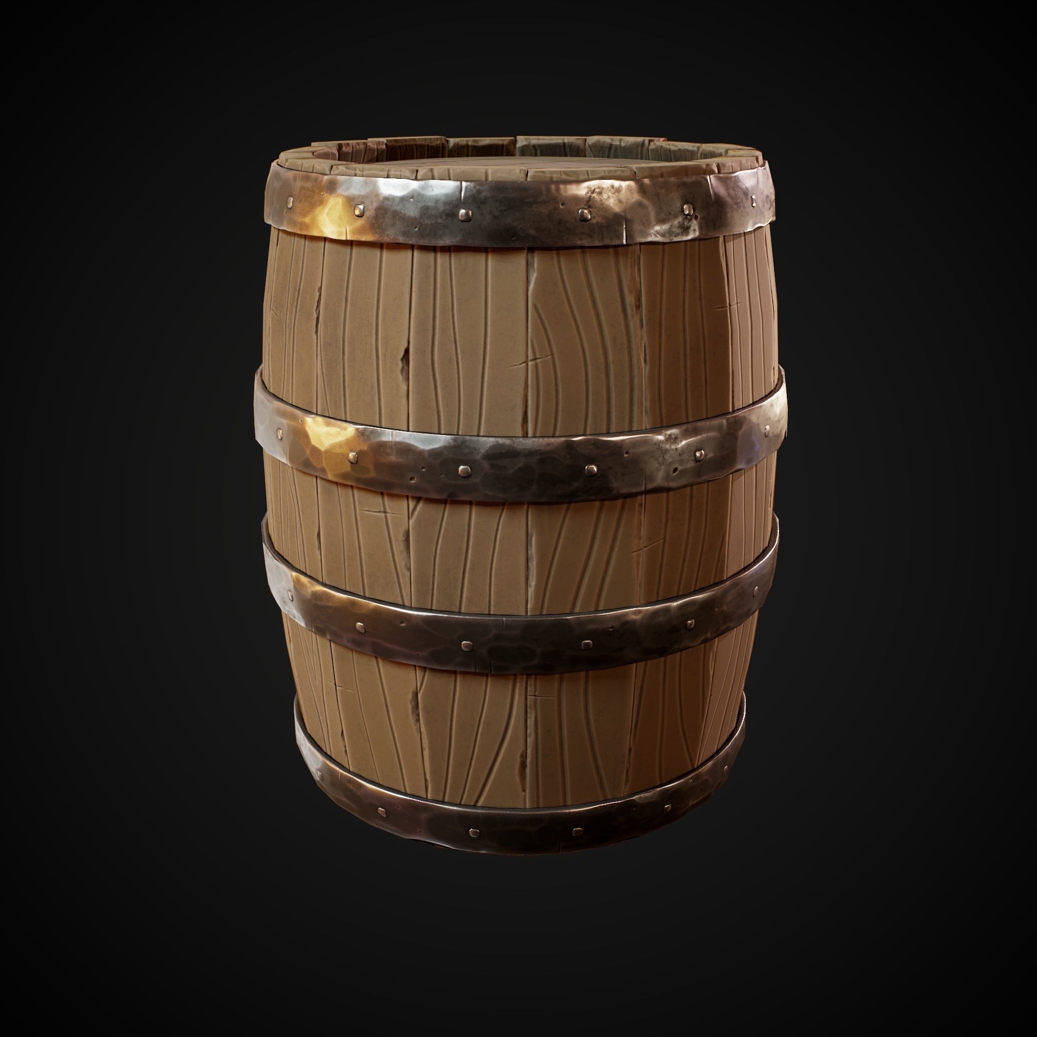 Stylized Barrel Low-poly 3D model_8