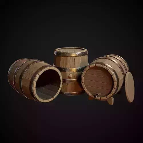 Stylized Barrel Low-poly 3D model Stylized Barrel Low-poly 3D model
