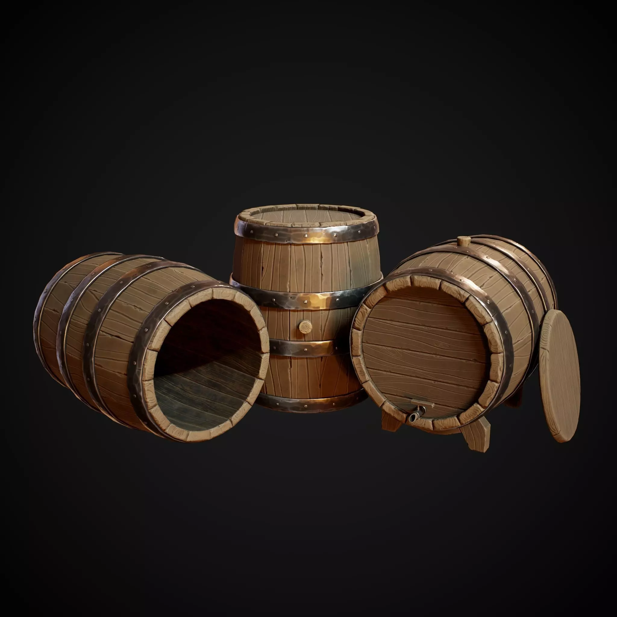 Stylized Barrel Low-poly 3D model_0