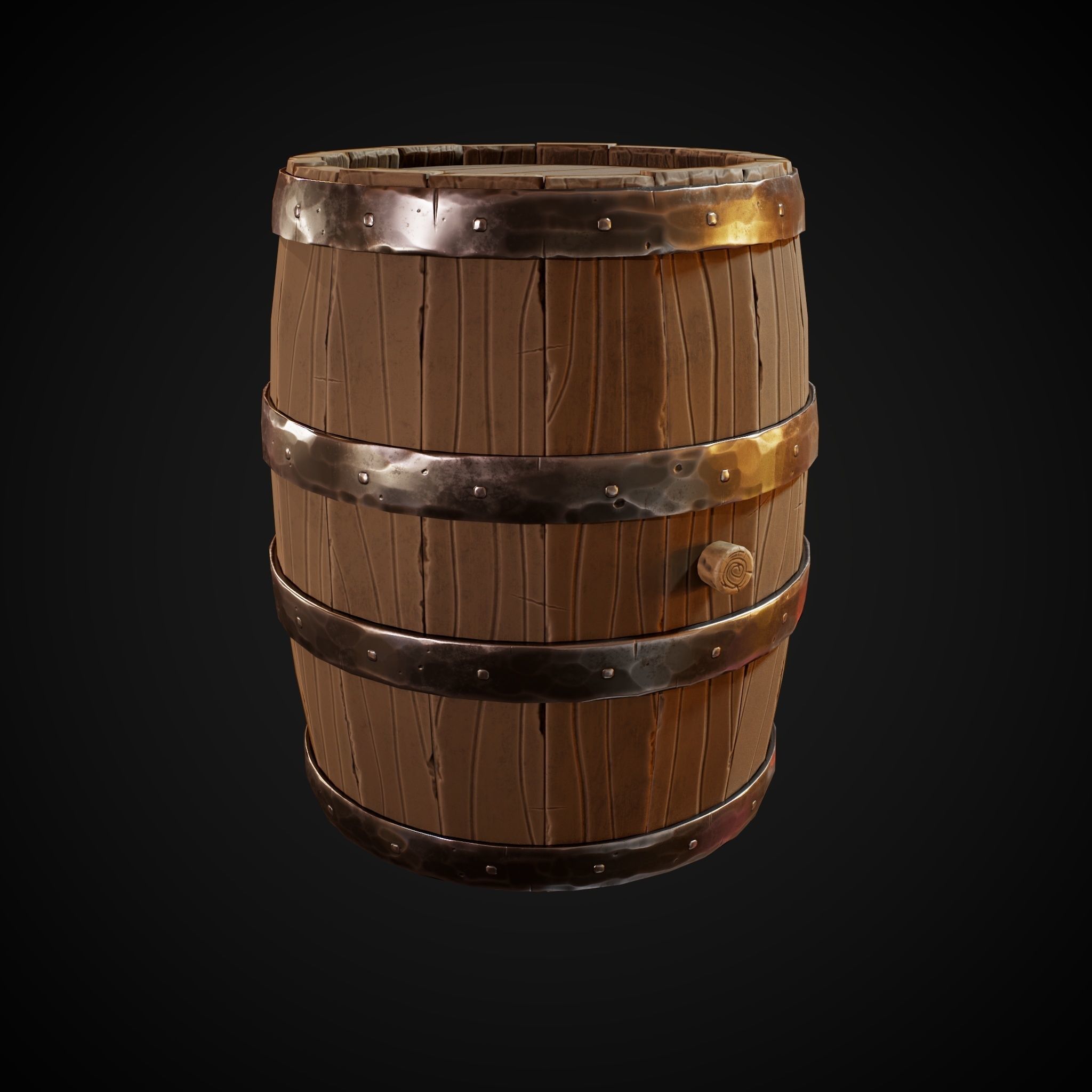 Stylized Barrel Low-poly 3D model_10