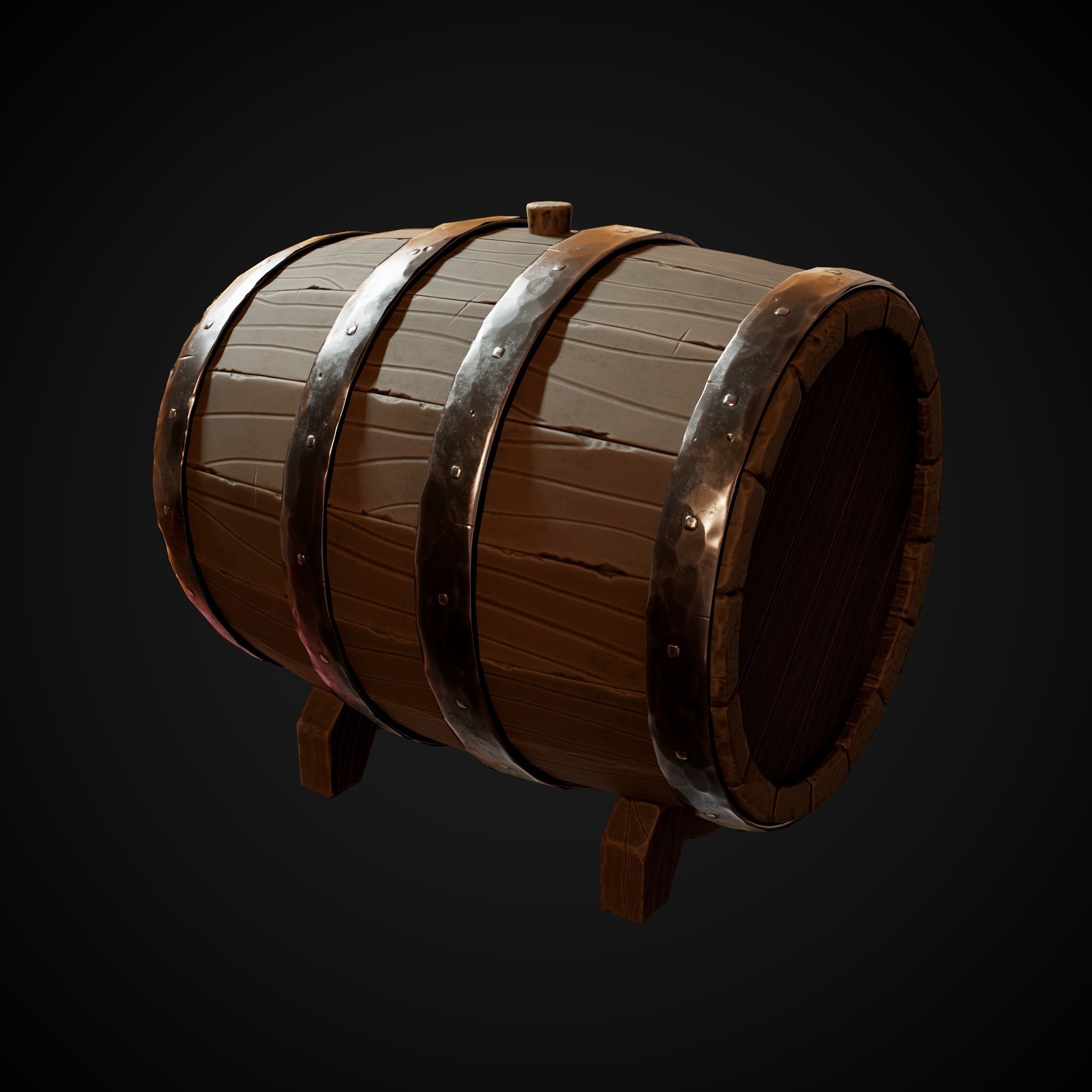 Stylized Barrel Low-poly 3D model_4