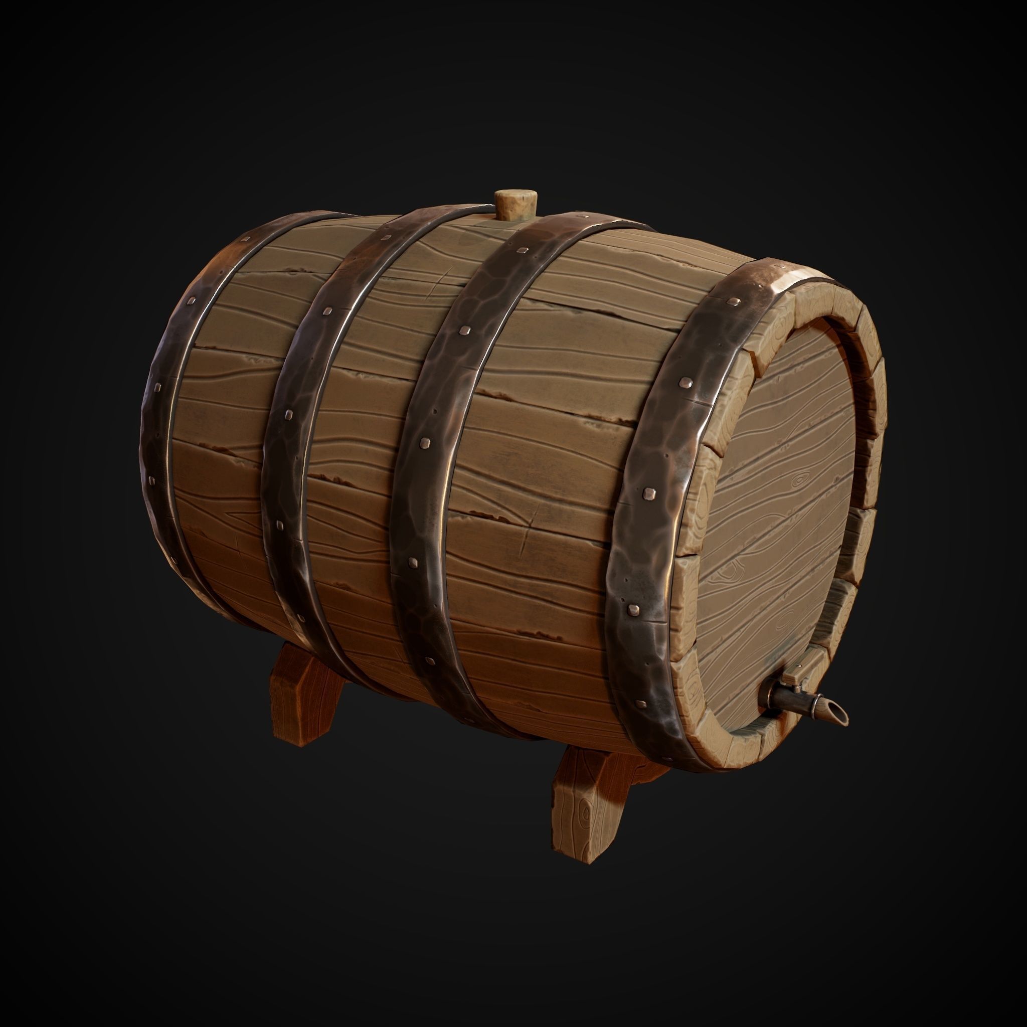 Stylized Barrel Low-poly 3D model_2
