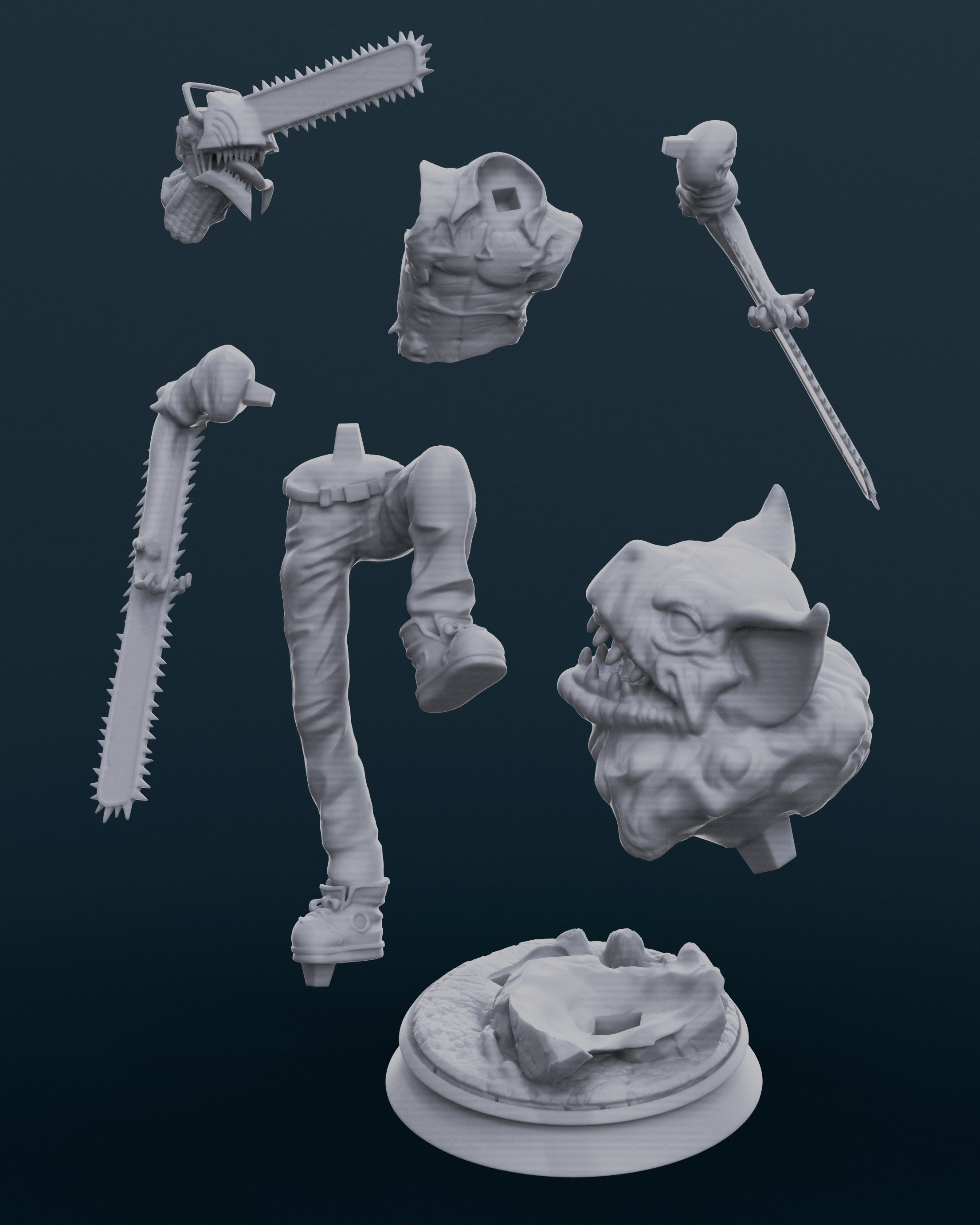 chainsawman for 3Dprint  3D print model_11