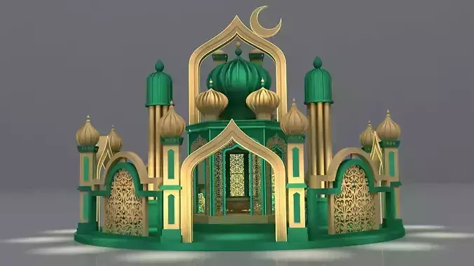 Ramadan and Arabic installation Low-poly 3D model