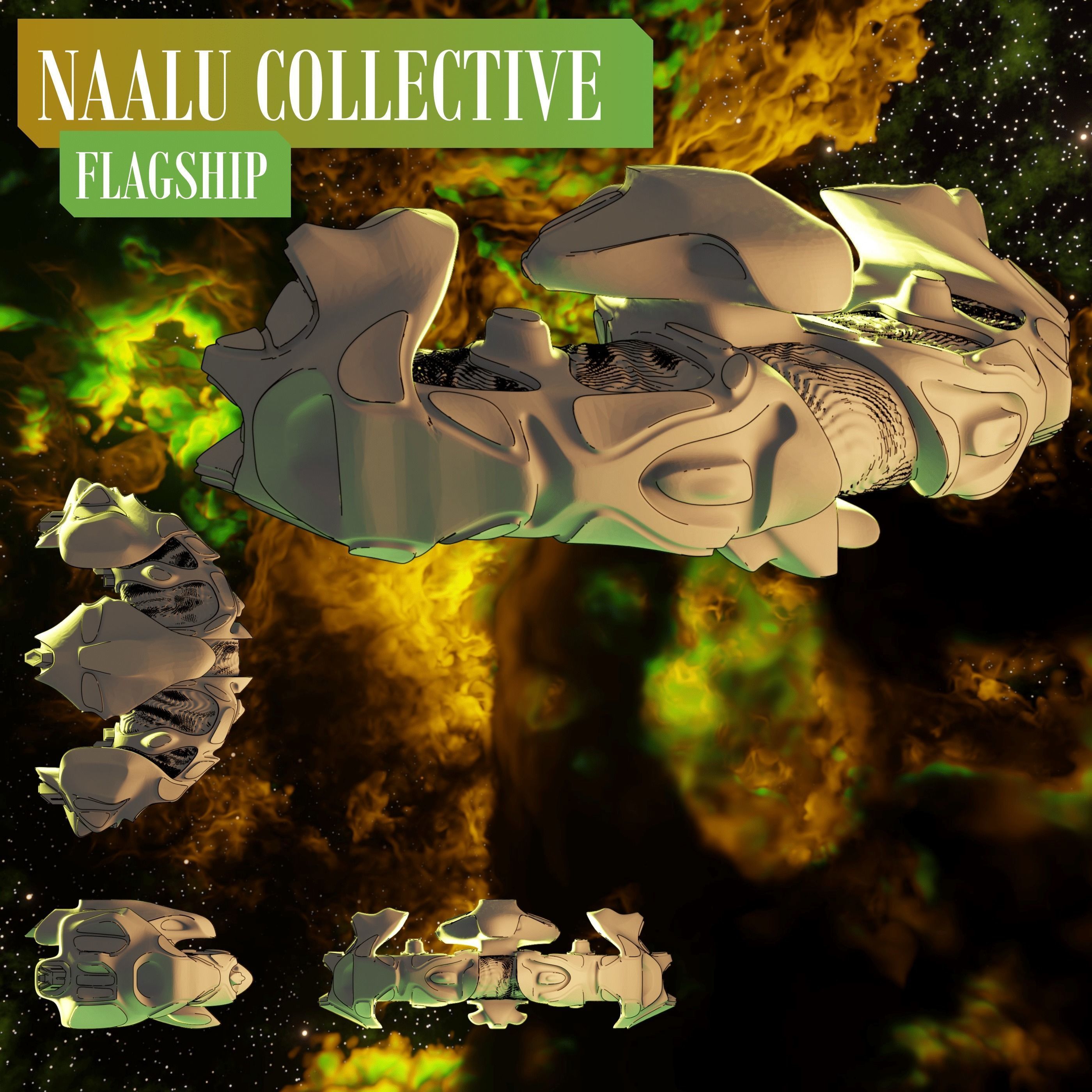 Twilight Imperium Naalu Collective Ship Models 3D print model_4