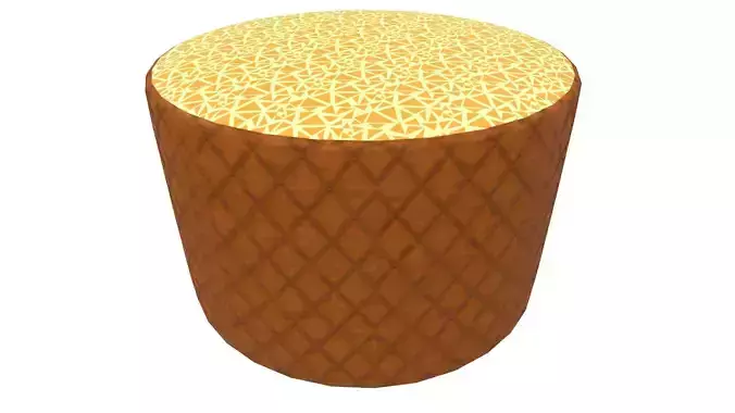 Designer Fabric Pouf 3D Model AR VR 