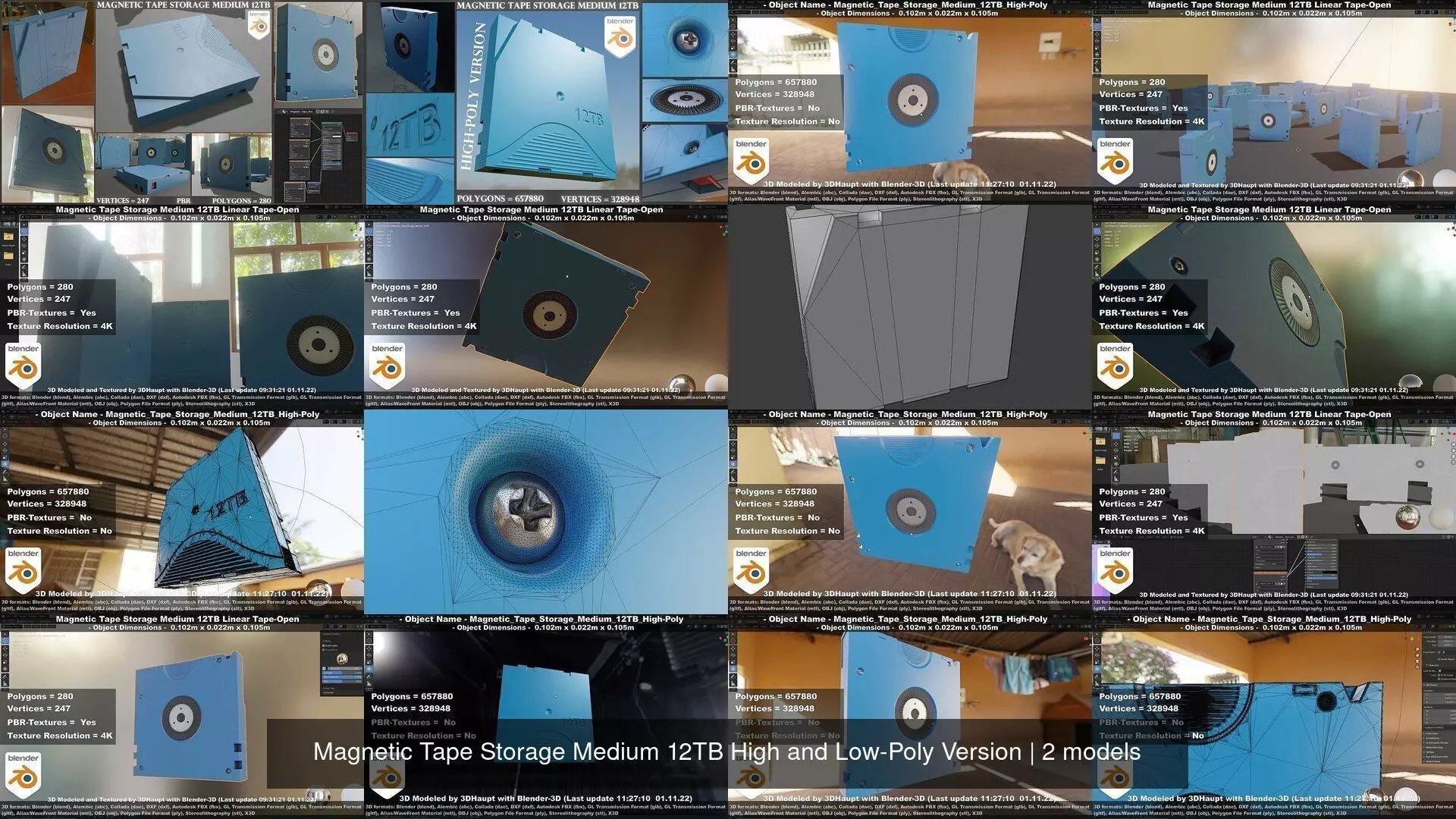 Magnetic Tape Storage Medium 12TB High and Low-Poly Version 3D Model Collection_1