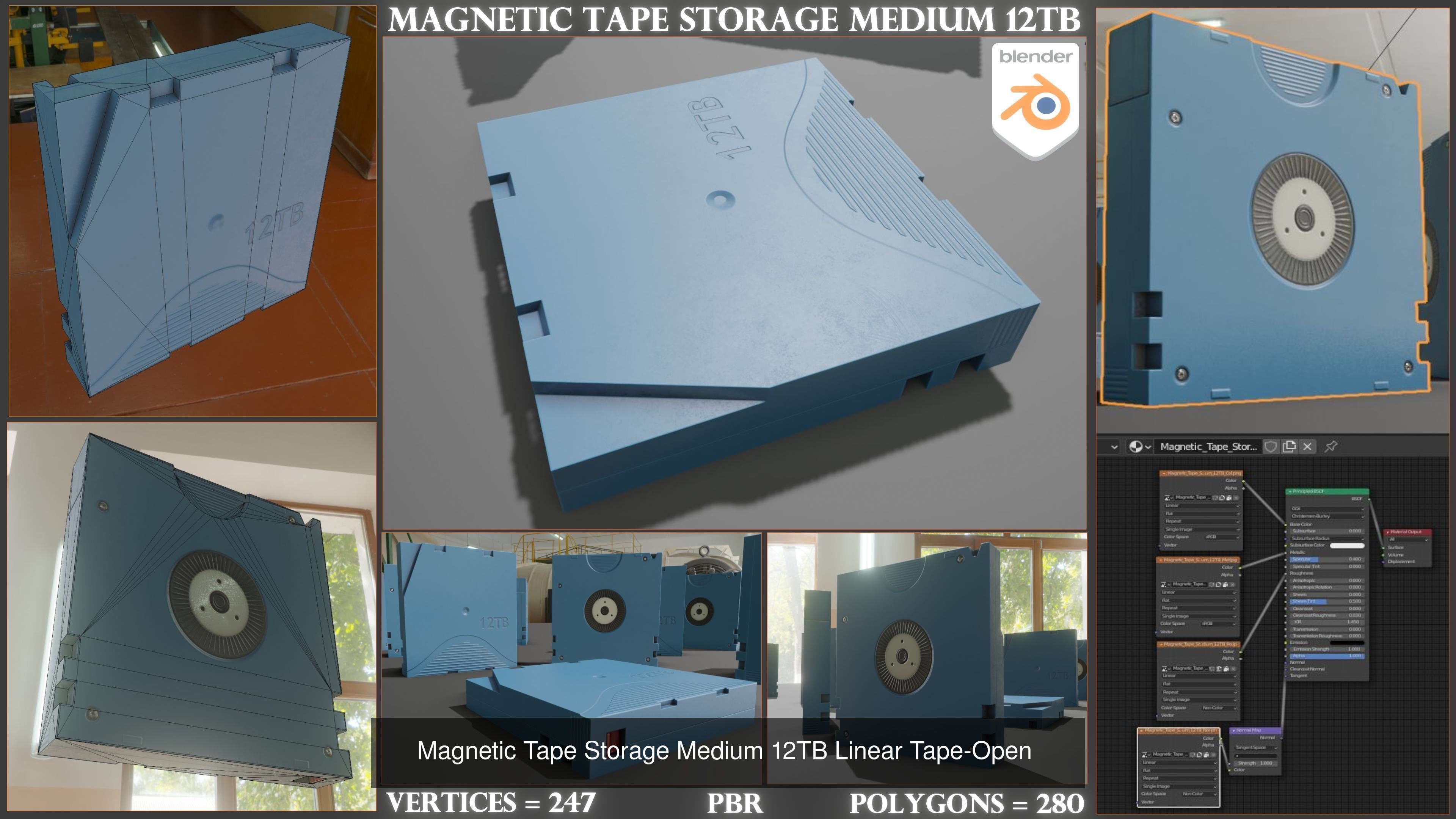 Magnetic Tape Storage Medium 12TB High and Low-Poly Version 3D Model Collection_3