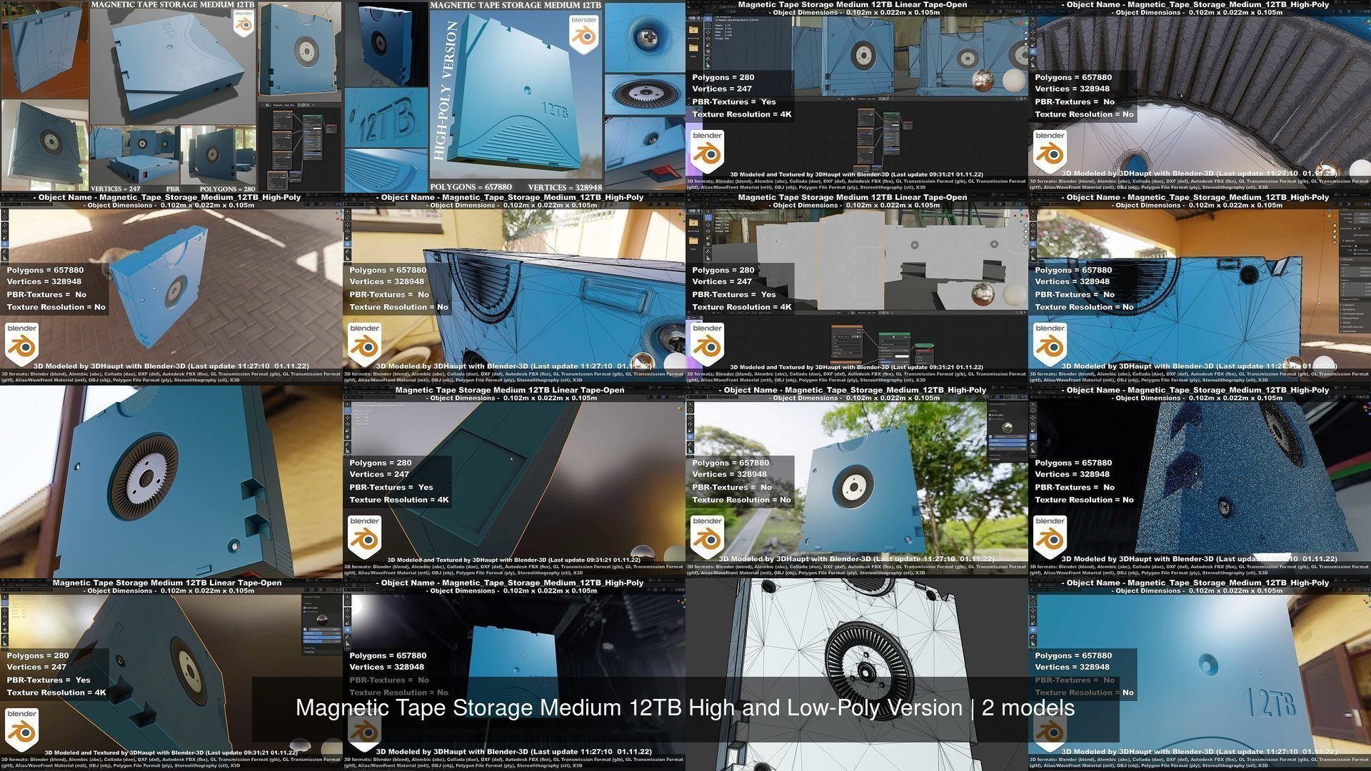 Magnetic Tape Storage Medium 12TB High and Low-Poly Version 3D Model Collection_2