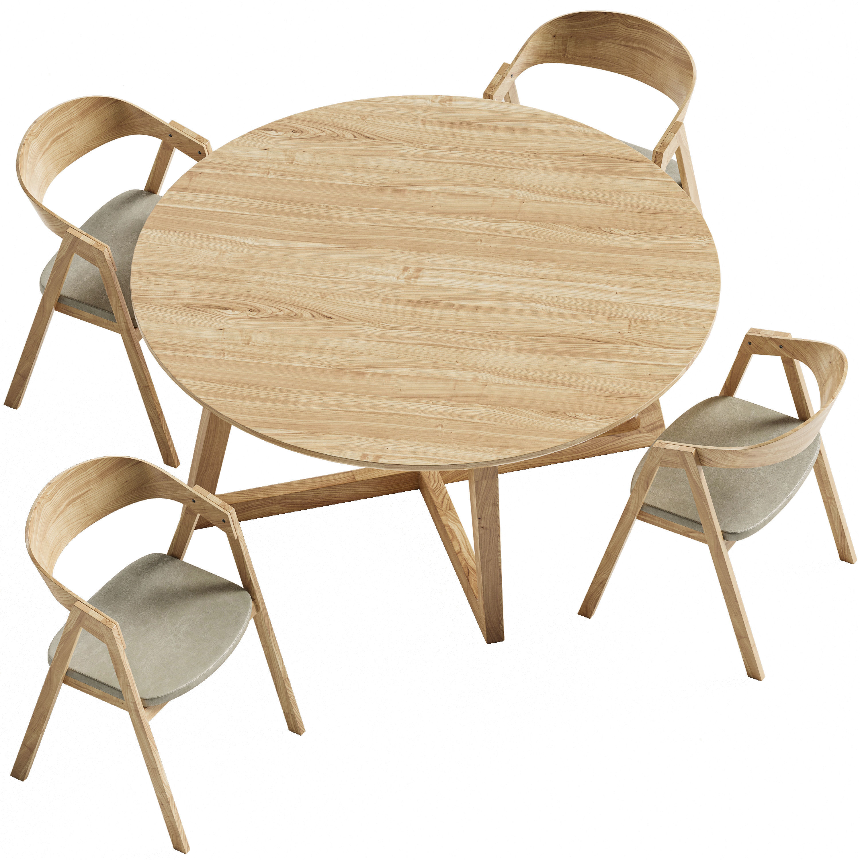 BENT SILLA CHAIR and TABLE SET 3D model_1