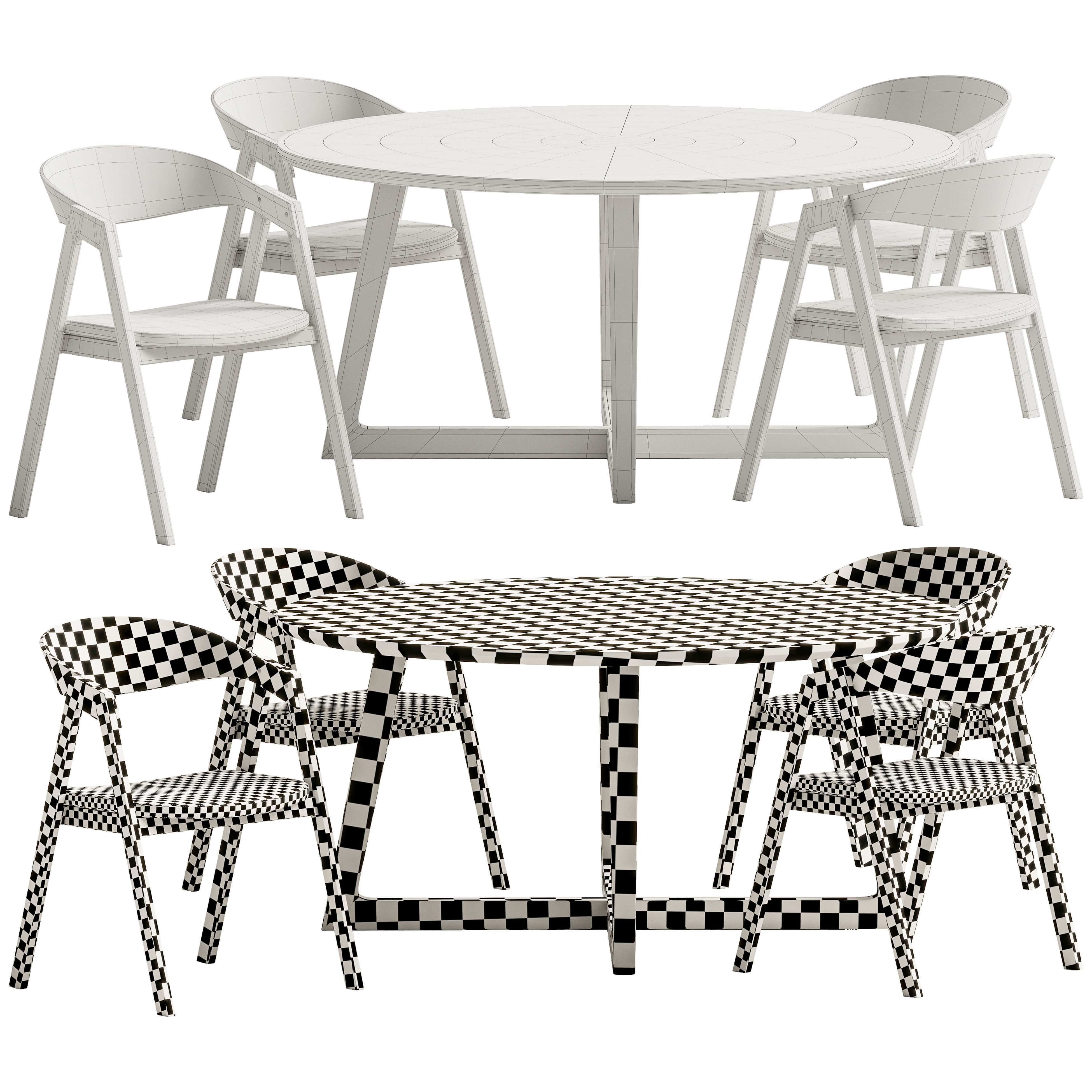 BENT SILLA CHAIR and TABLE SET 3D model_3