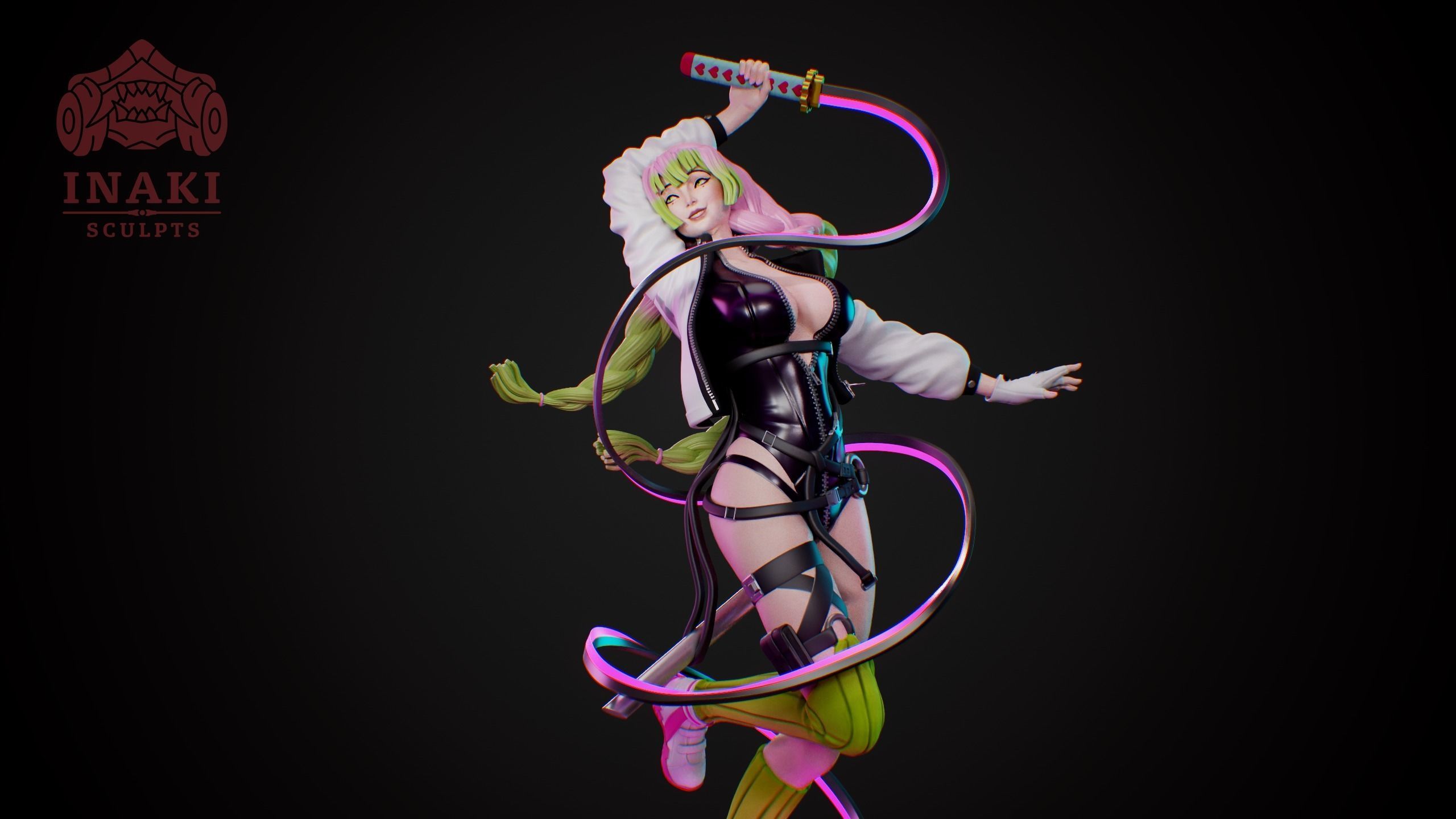 Kanroji Mitsuri Cyberpunk - Kimetsu No Yaiba 3D print model_2