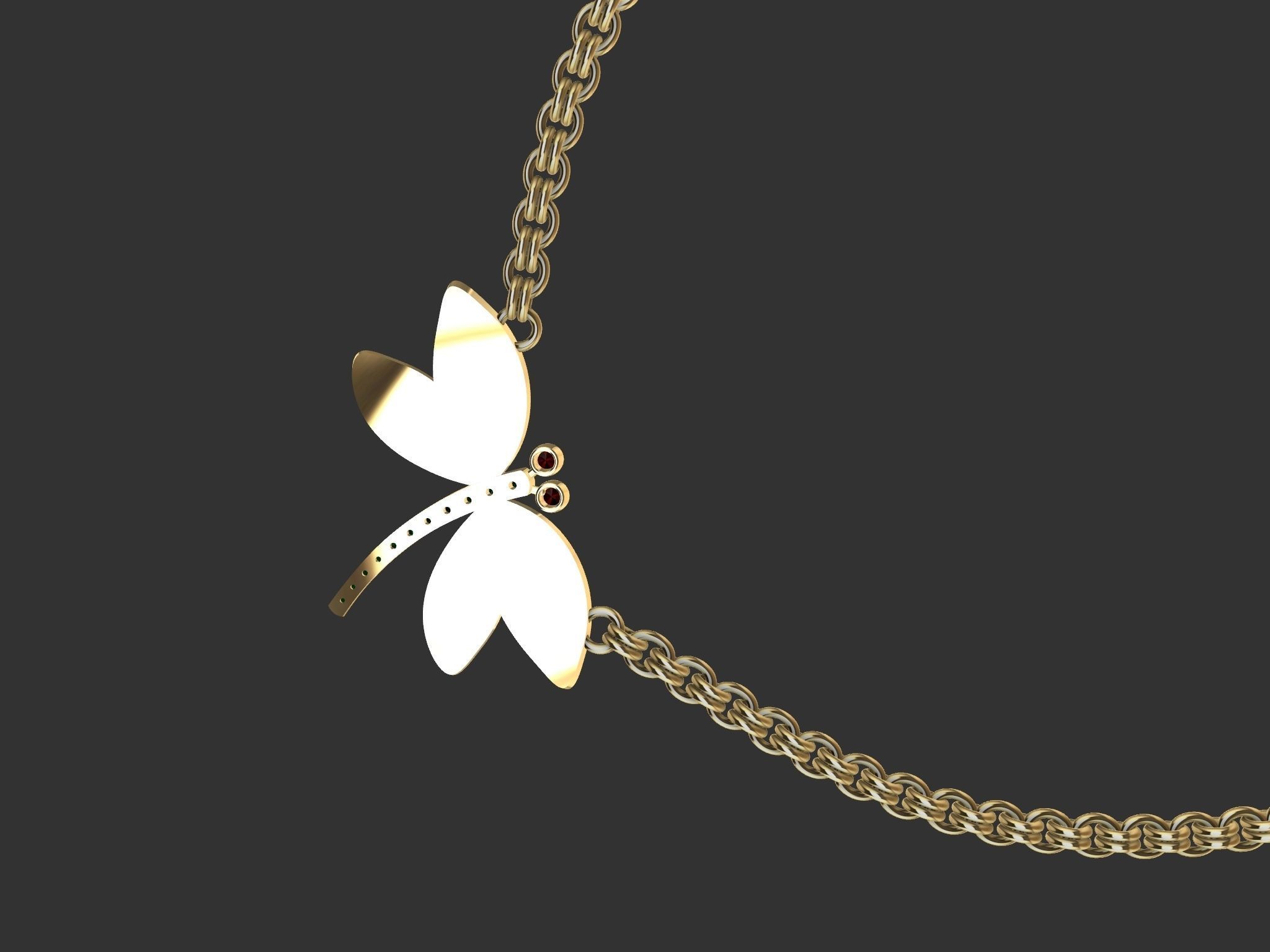 dragonfly pendant with chain and  rope chain 3D print model_12