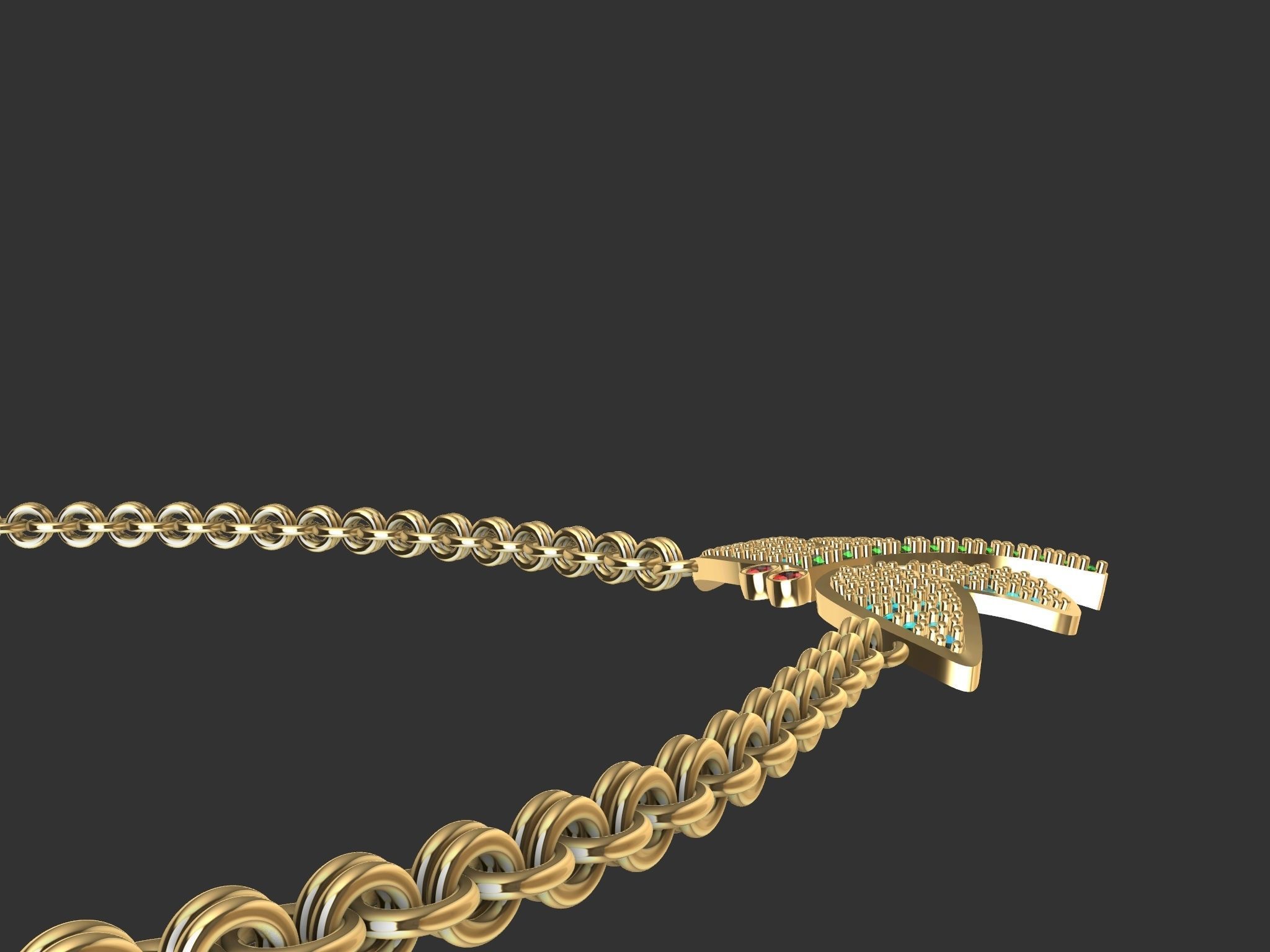 dragonfly pendant with chain and  rope chain 3D print model_15