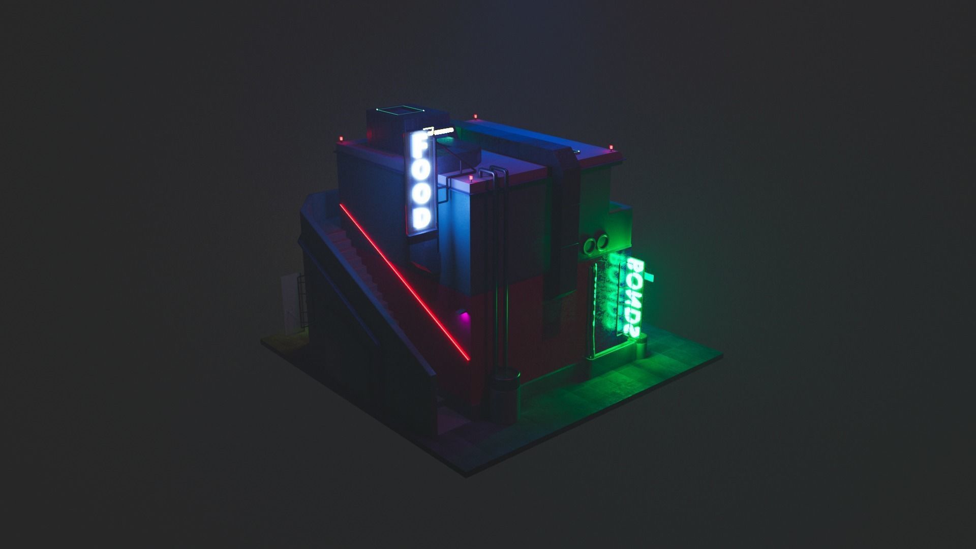 Building Square Series - Grocery Low-poly 3D model_1