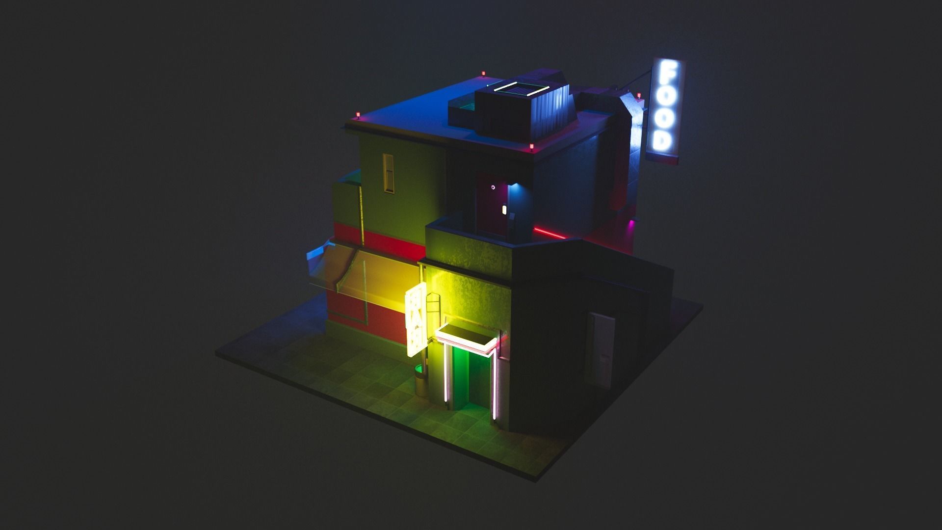 Building Square Series - Grocery Low-poly 3D model_3