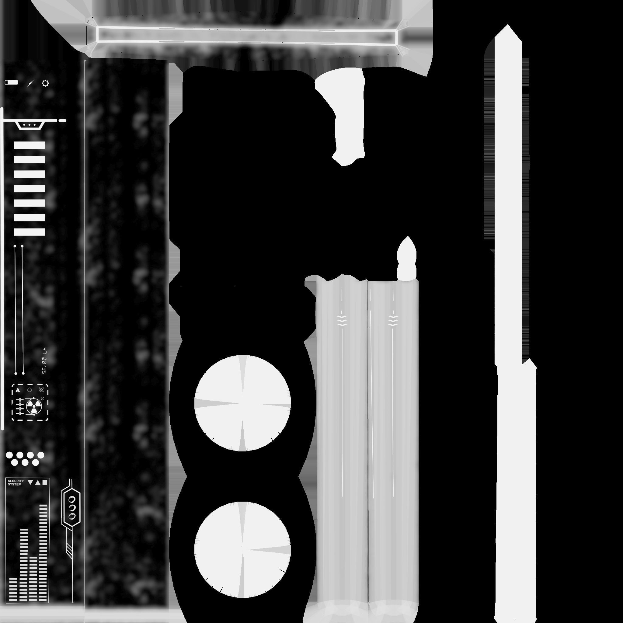 SciFi Sword A11 Black White - Character Design Fashion Low-poly 3D model_19