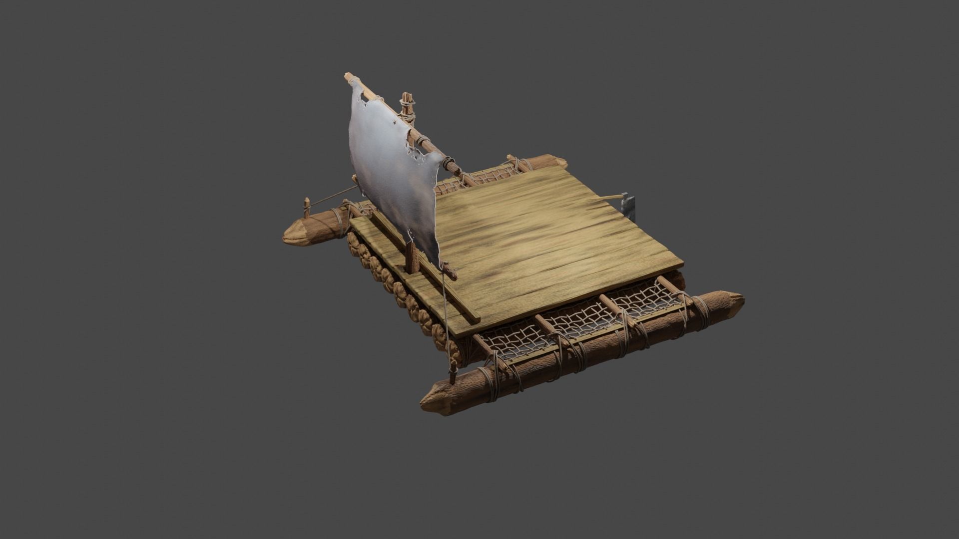 Wooden Raft --- MADE IN BLENDER  FOR CYCLES Free 3D model_2