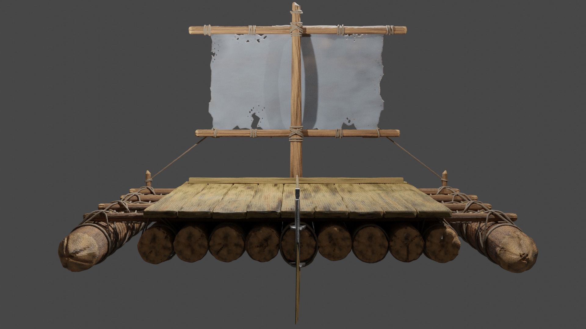 Wooden Raft --- MADE IN BLENDER  FOR CYCLES Free 3D model_3
