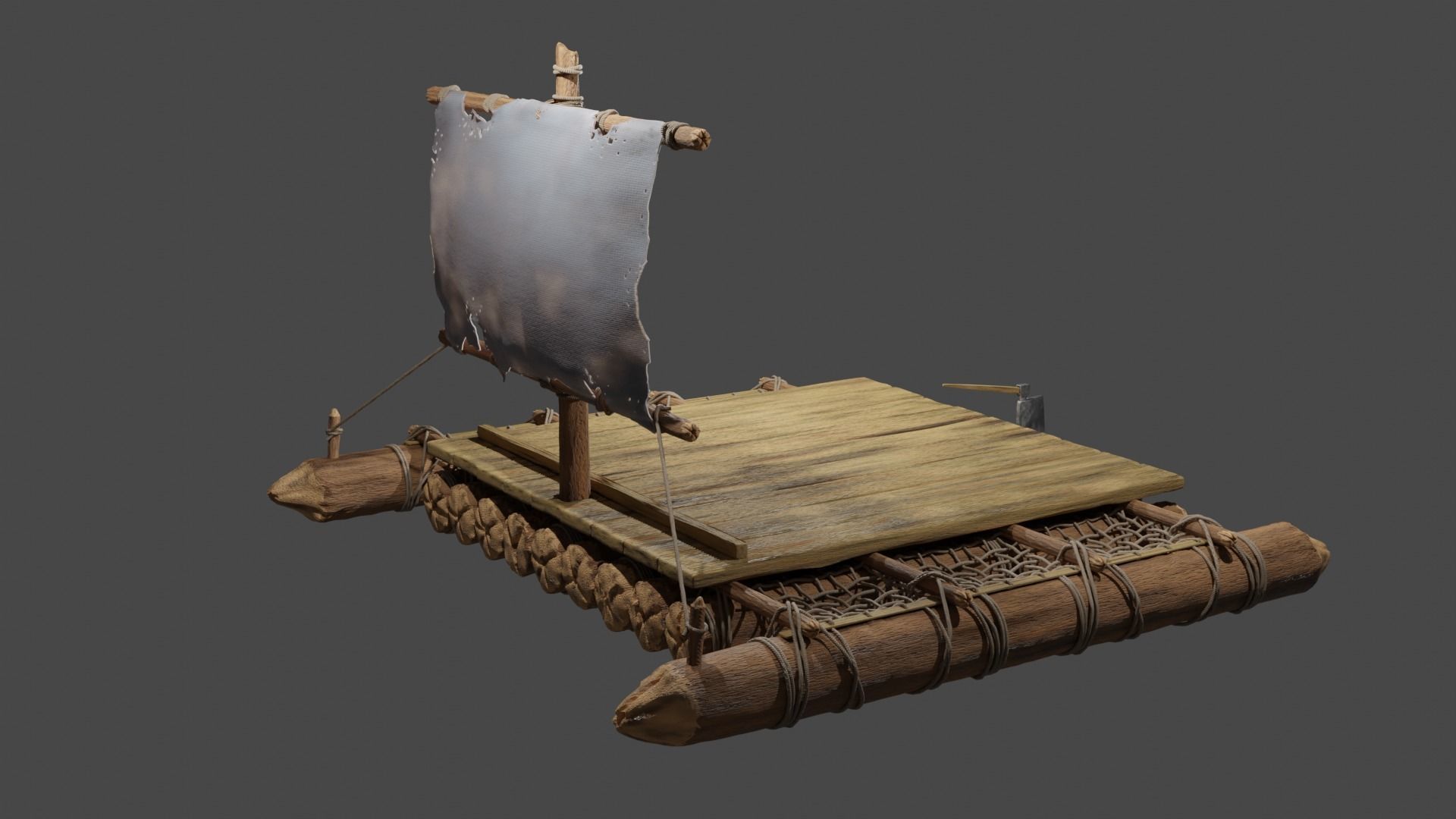 Wooden Raft --- MADE IN BLENDER  FOR CYCLES Free 3D model_7