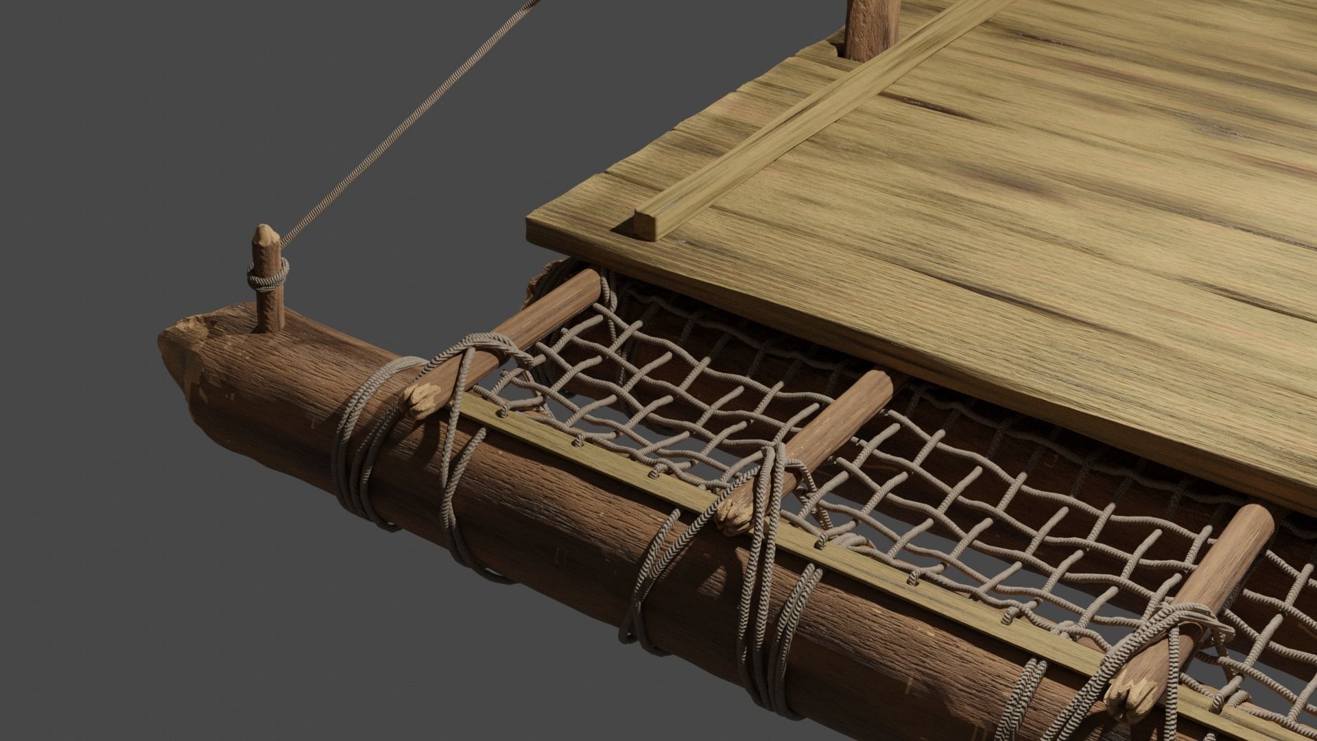 Wooden Raft --- MADE IN BLENDER  FOR CYCLES Free 3D model_4