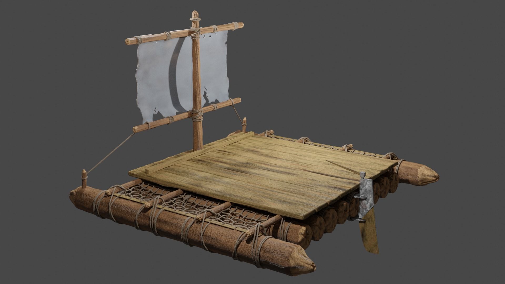 Wooden Raft --- MADE IN BLENDER  FOR CYCLES Free 3D model_6