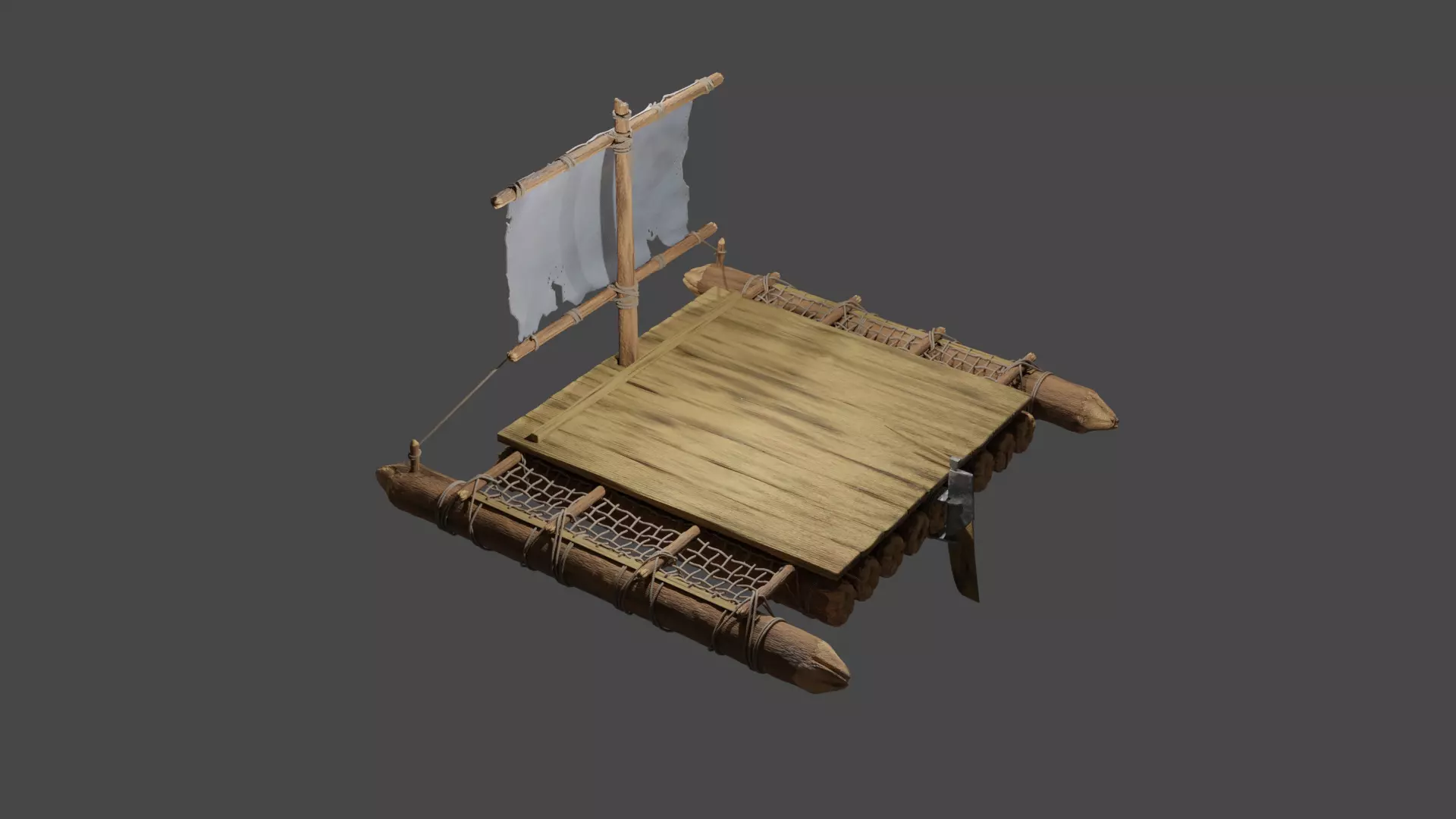 Wooden Raft --- MADE IN BLENDER  FOR CYCLES Free 3D model_0