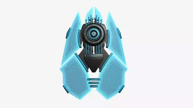 SciFi Shield A01 Black Blue - Sci Fi Weapon Design Low-poly 3D model