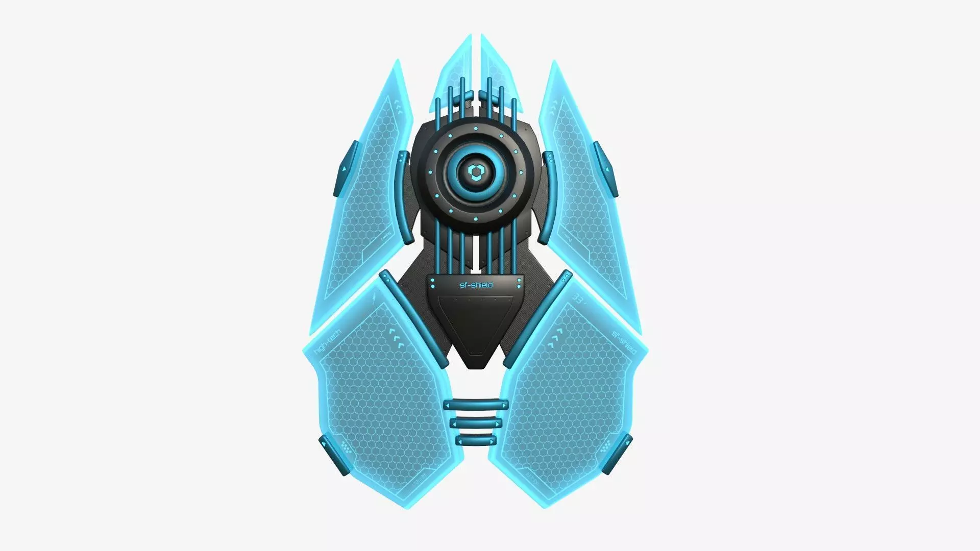 SciFi Shield A01 Black Blue - Sci Fi Weapon Design Low-poly 3D model_0