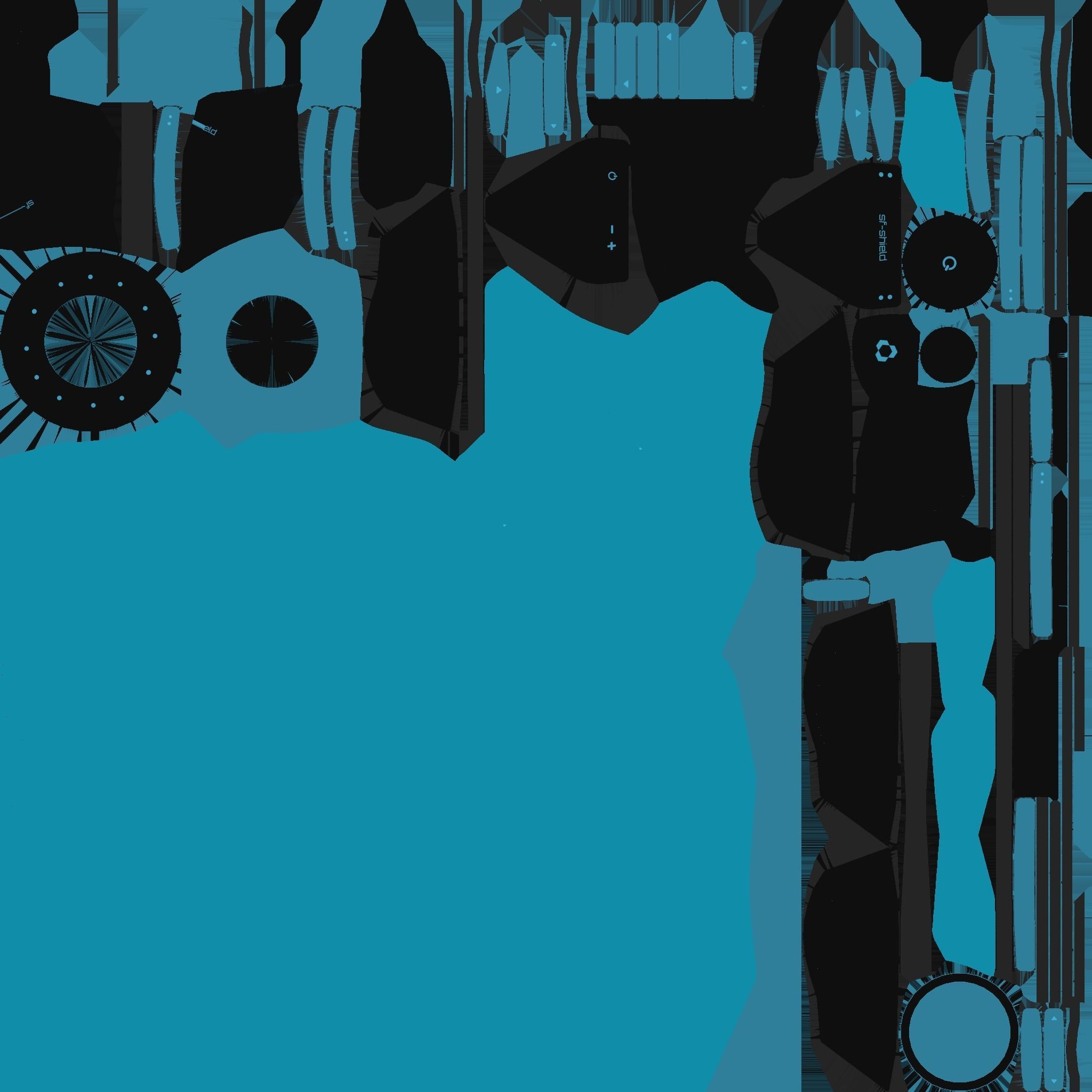 SciFi Shield A01 Black Blue - Sci Fi Weapon Design Low-poly 3D model_21