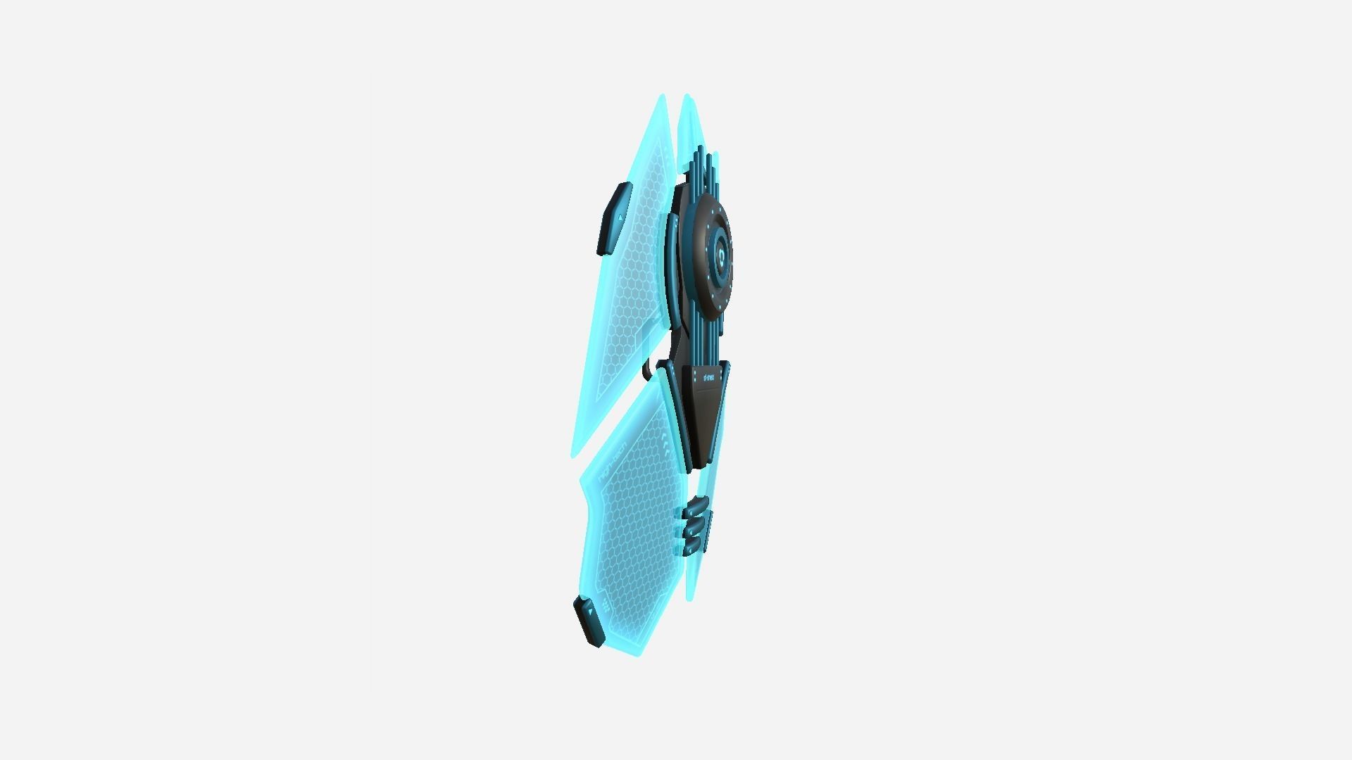 SciFi Shield A01 Black Blue - Sci Fi Weapon Design Low-poly 3D model_3