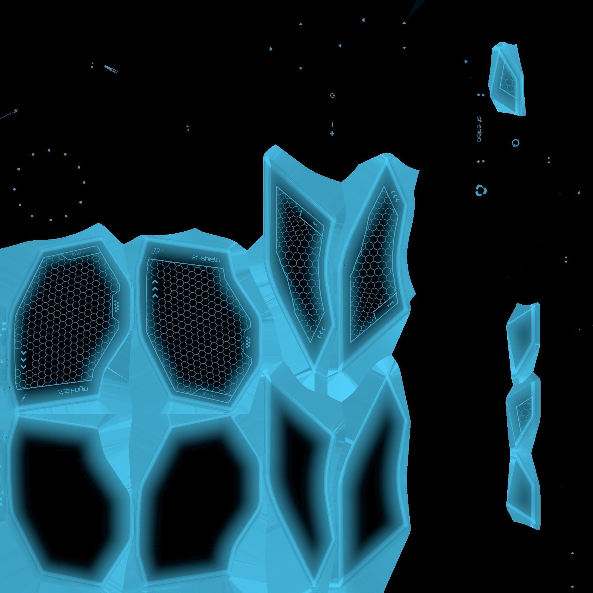 SciFi Shield A02 White Blue - Sci Fi Weapon Design Low-poly 3D model_22