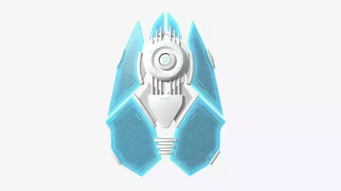 SciFi Shield A02 White Blue - Sci Fi Weapon Design Low-poly 3D model