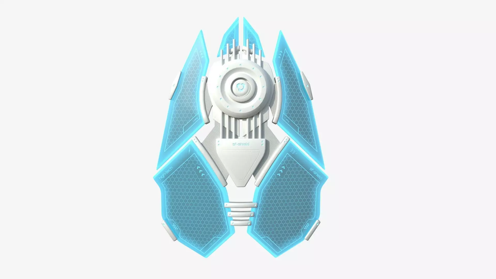 SciFi Shield A02 White Blue - Sci Fi Weapon Design Low-poly 3D model_0