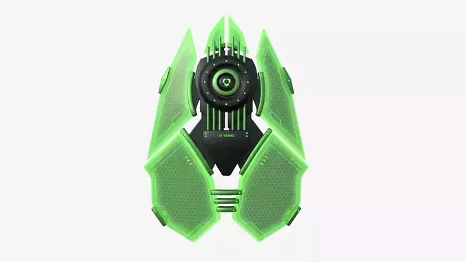 SciFi Shield A03 Black Green - Sci Fi Weapon Design Low-poly 3D model