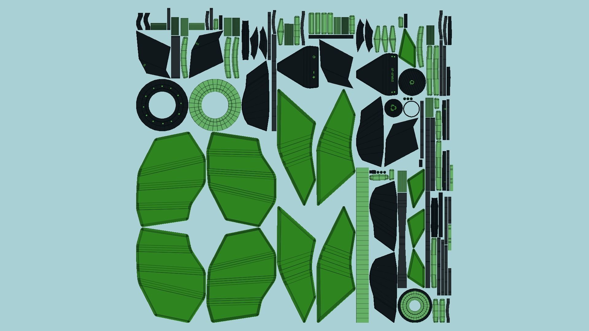 SciFi Shield A03 Black Green - Sci Fi Weapon Design Low-poly 3D model_5