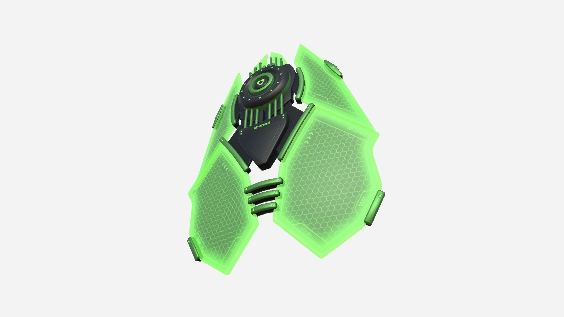 SciFi Shield A03 Black Green - Sci Fi Weapon Design Low-poly 3D model_4