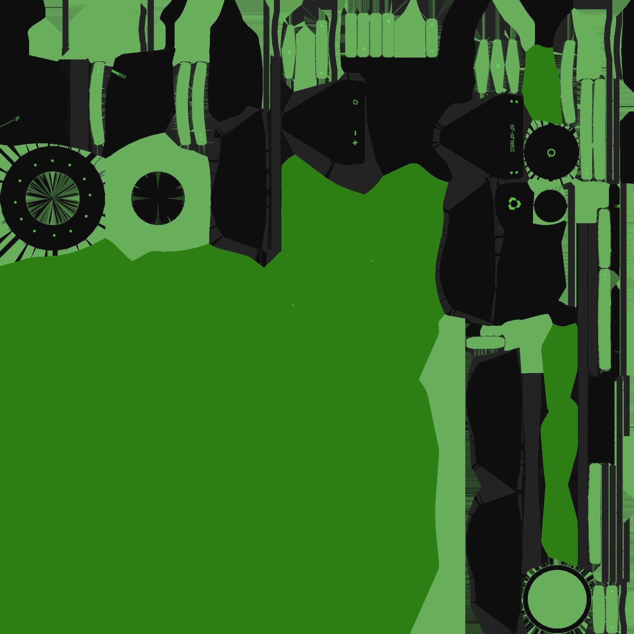 SciFi Shield A03 Black Green - Sci Fi Weapon Design Low-poly 3D model_21