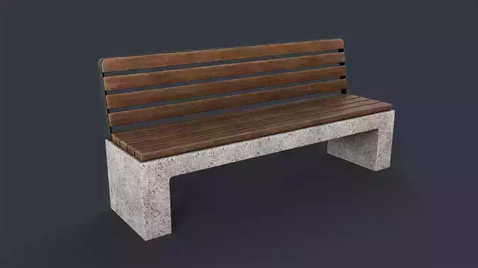 Modern Outdoor Bench 76 PBR Game Ready Low-poly 3D model