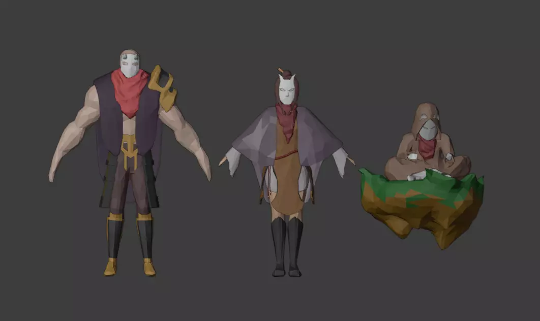 Low Poly Characters Tribe Free low-poly 3D model