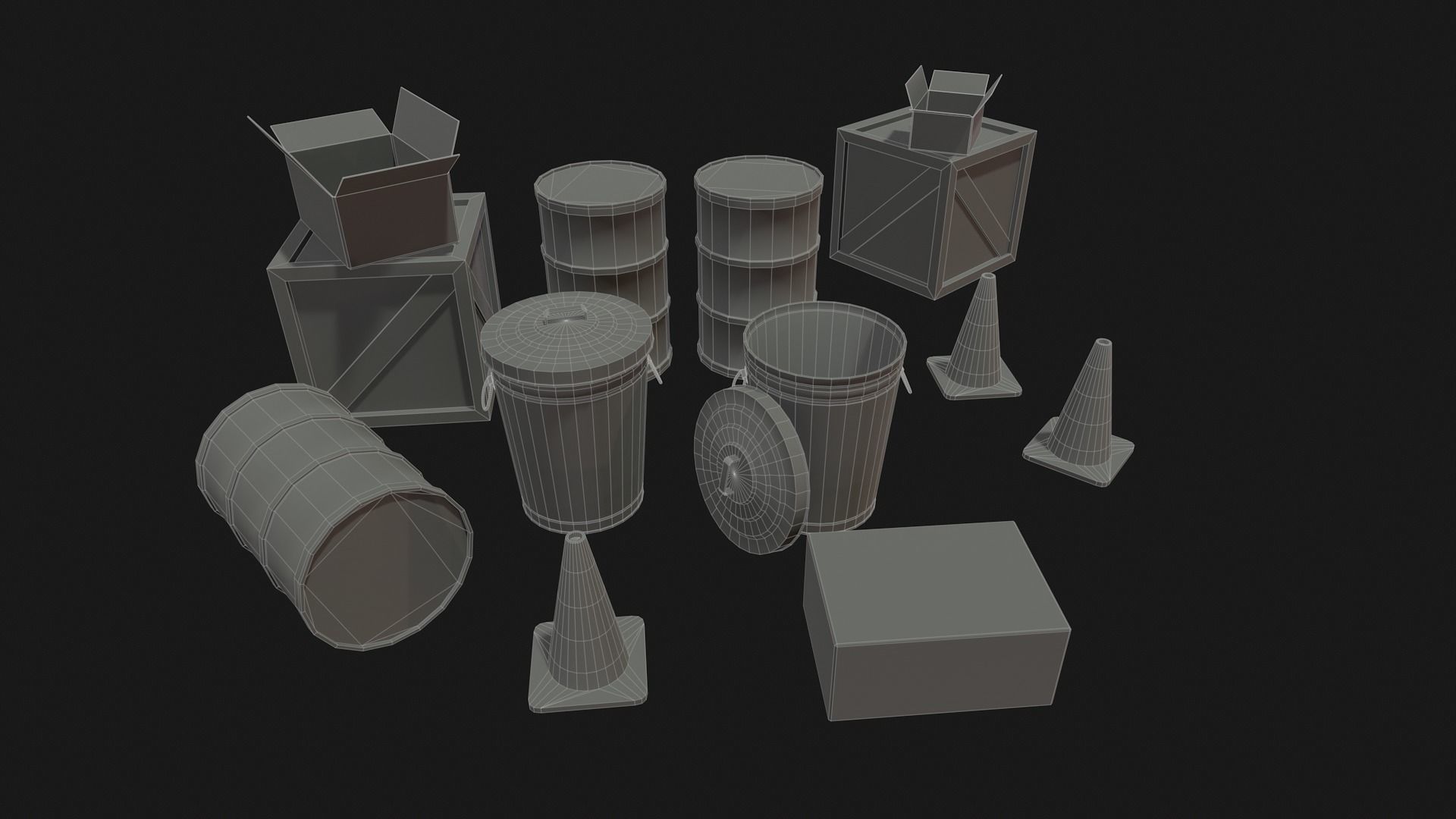 Urban City Props  Low-poly 3D model_4