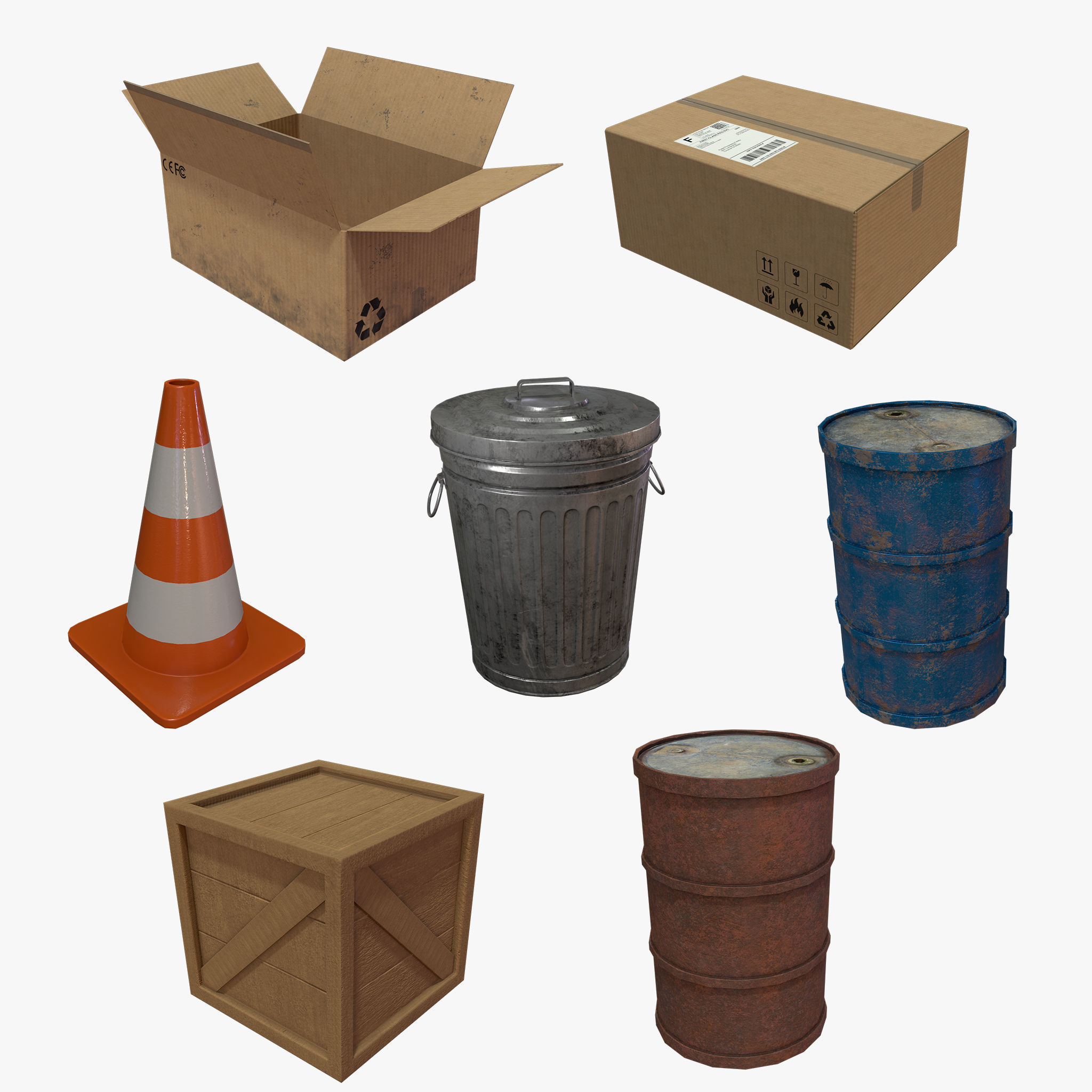 Urban City Props  Low-poly 3D model_2