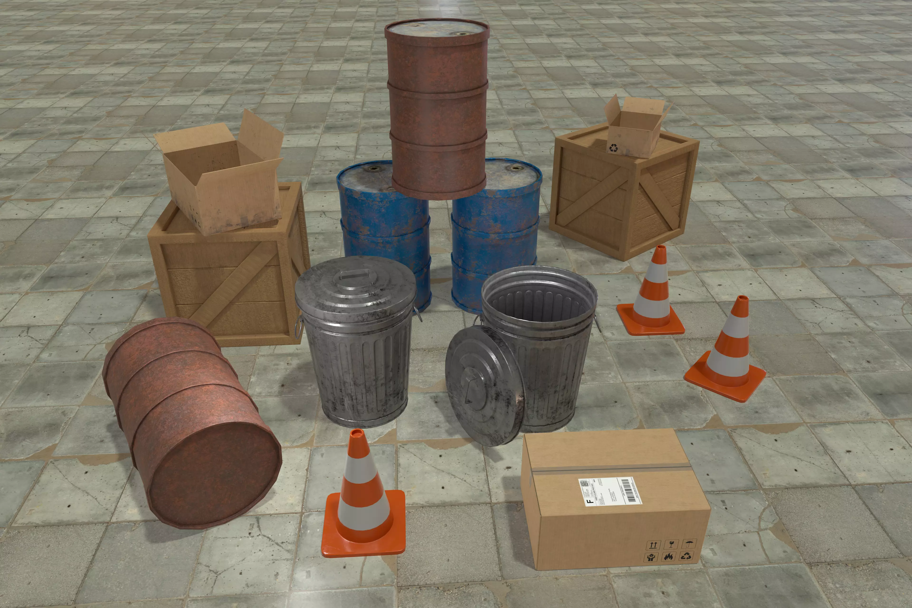 Urban City Props  Low-poly 3D model_0