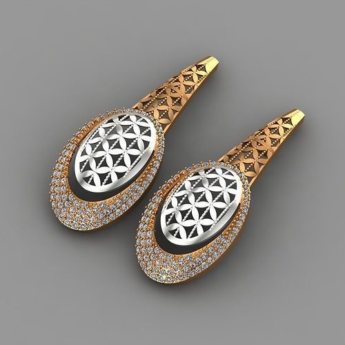 Diamond earring jewelry  for women 3D print model