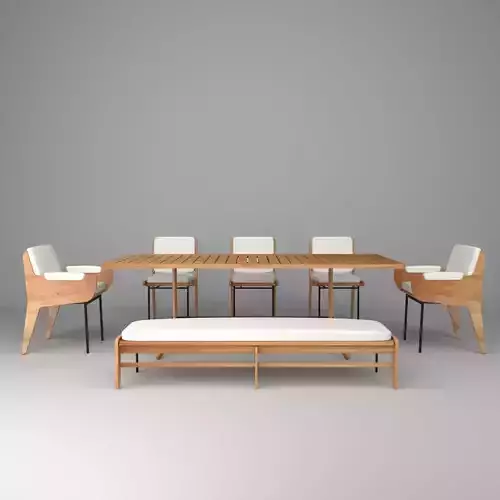 Kinney Teak Wood Outdoor Dining Table set