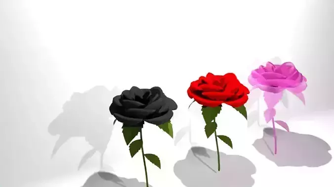 Cartoon low-poly roses Free low-poly 3D model