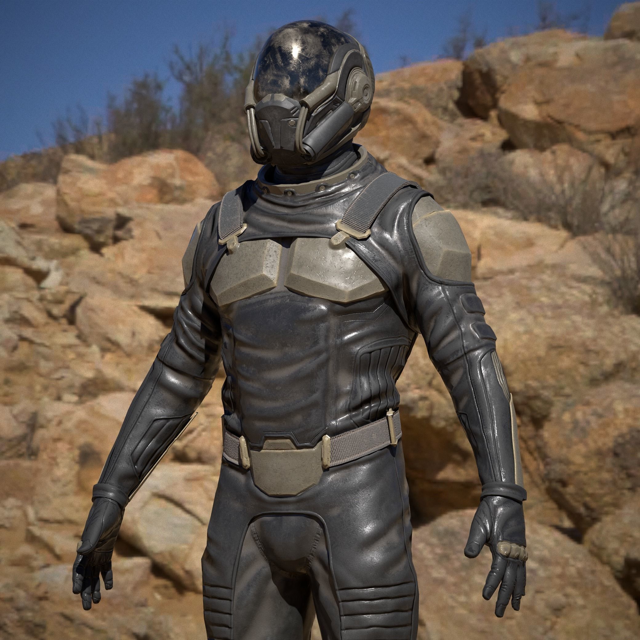 Desert Soldier Low-poly 3D model_16